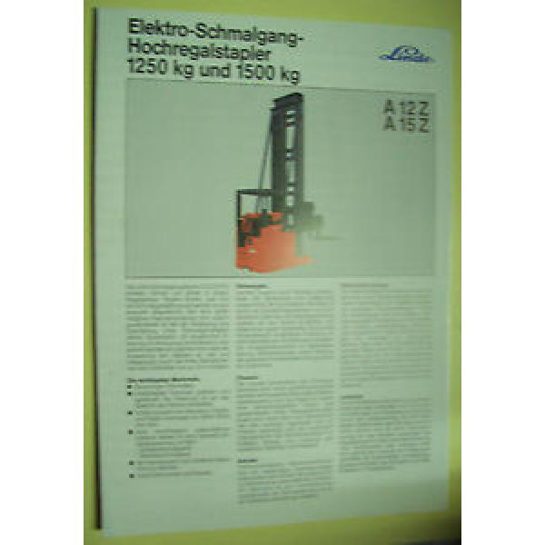 Sales Brochure Original Prospekt Linde Elektro-Schmalgang-Hochregalstapler A12Z #1 image