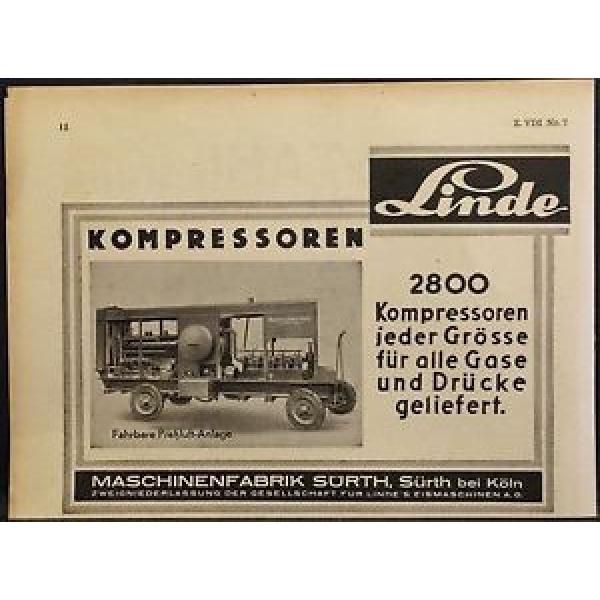 Linde Kompressoren,fahrb.Preßluftanlage,Maschin.fab.Sürth,Köln,orig.Anzeige 1937 #1 image