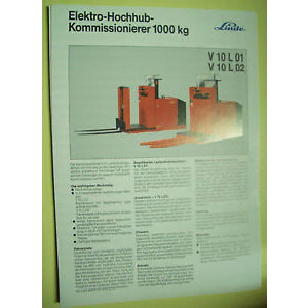 Sales Brochure Original Prospekt Linde Elektro-Hochhub-Kommisionierer V 10 L 01 #1 image