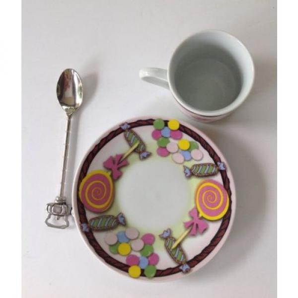 Linde Lane &#034;Mareah&#034; Espresso Cup &amp; Saucer With Spoon ~ Candy Motif ~ Excellent #5 image