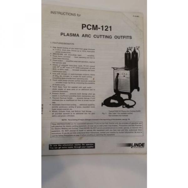 LINDE PCM-121 Plasma Arc Cutting Outfit Instruction Manual #1 image