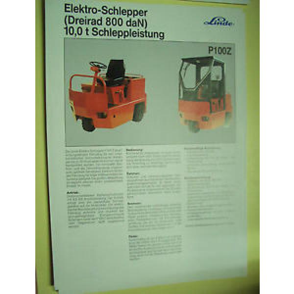 Sales Brochure Original Prospekt Linde Elektro schlepper P 100 Z  10,0 t leistun #1 image