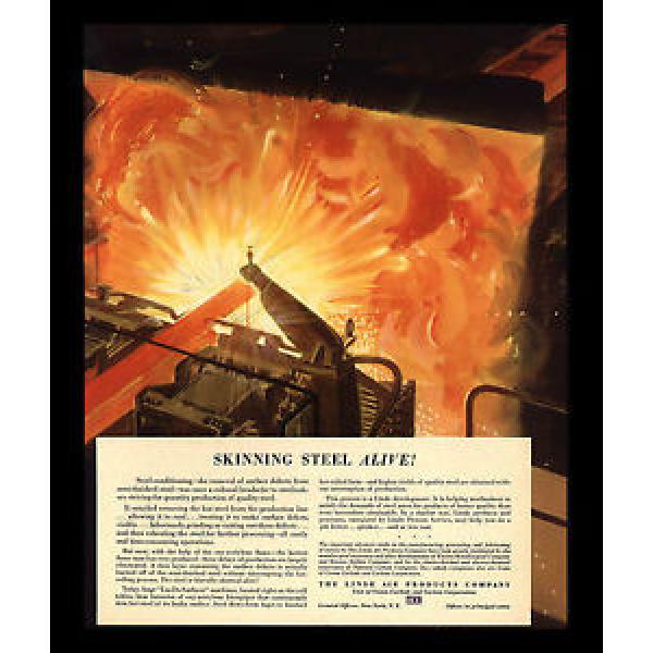 VINTAGE 1941 &#034;SKINNING STEEL ALIVE&#034; OXY FLAME LINDE AIR PRODUCTS ART PRINT AD #1 image