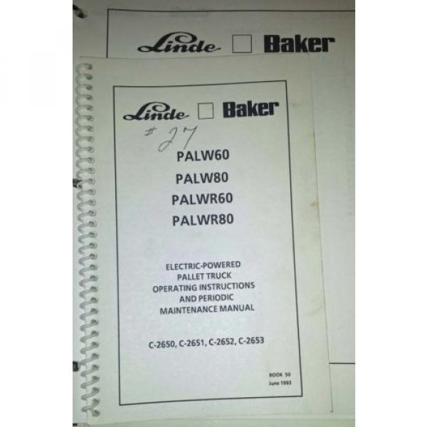 1993 Linde Baker Electric Pallet Truck Manuals (Inv.33738) #2 image