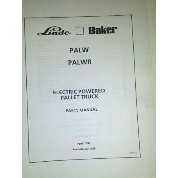 1993 Linde Baker Electric Pallet Truck Manuals (Inv.33738) #3 image