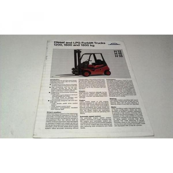 1989 LINDE FORK LIFT TRUCKS Orig Sales Brochures #2 image