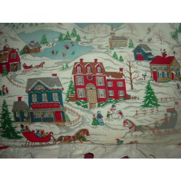 CHRISTMAS VINTAGE THROW PILLOW-TOWN SCENE- LINDE PRODUCTS-EX-CELL  HOME FASHIONS #3 image