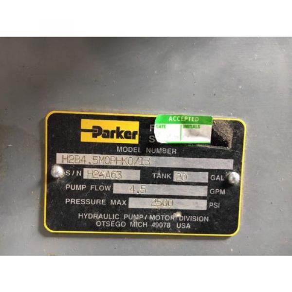 Parker Hydraulic Pump H2B4.5MOPHKO/13 With Baldor 7.5 HP Motor 20 Gallon Tank #6 image