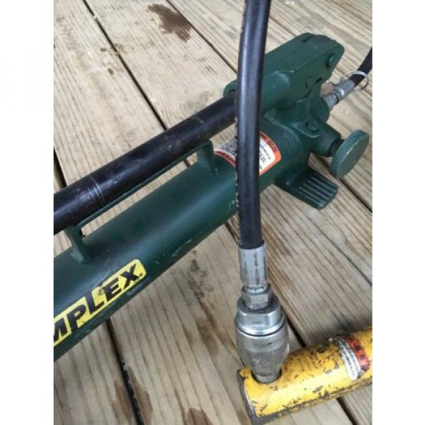 Simplex Hydraulic Pump w Parker Enerpac F053 5 Ton Attachment + Hose #6 image