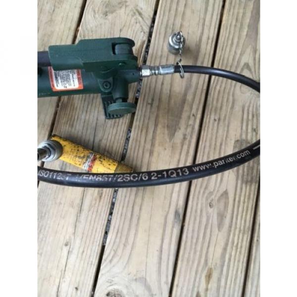 Simplex Hydraulic Pump w Parker Enerpac F053 5 Ton Attachment + Hose #11 image