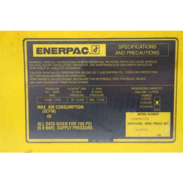 ENERPAC PAM9820N 10000PSI 5GAL AIR POWERED HYDRAULIC PUMP D530893 #6 image