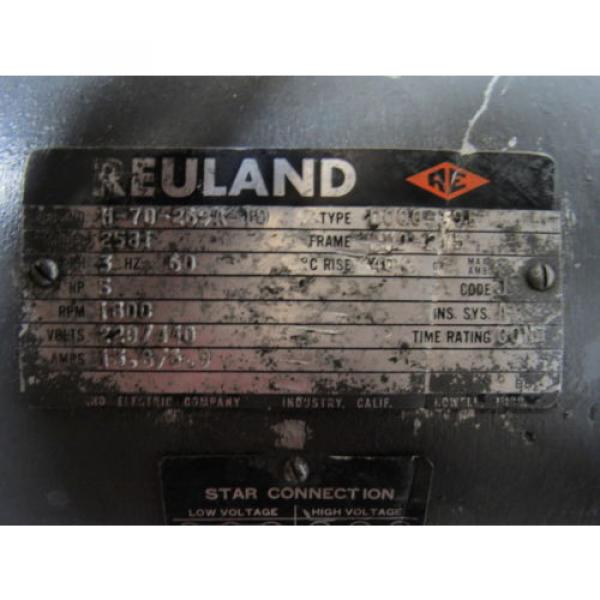 REULAND/VICKERS 2581/ v-235-6-1C-S63-10 5Hp 220/440V 1800Rpm Motor W/Vane Pump #11 image