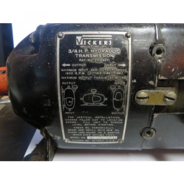 Vickers 3/4 HP Hydraulic Transmission, Model# TR3-HR13-FT3-13, Pat No. 2313407 #6 image