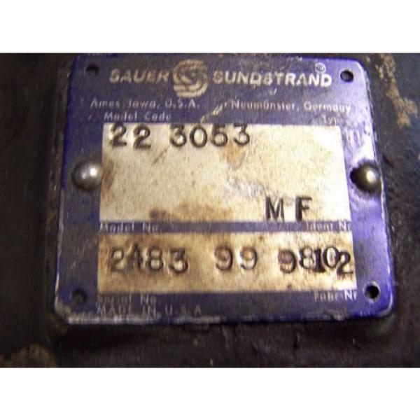 SAUER SUNDSTRAND POSITIVE DISPLACEMENT HYDRAULUIC PUMP MODEL CODE 22-3053 #6 image