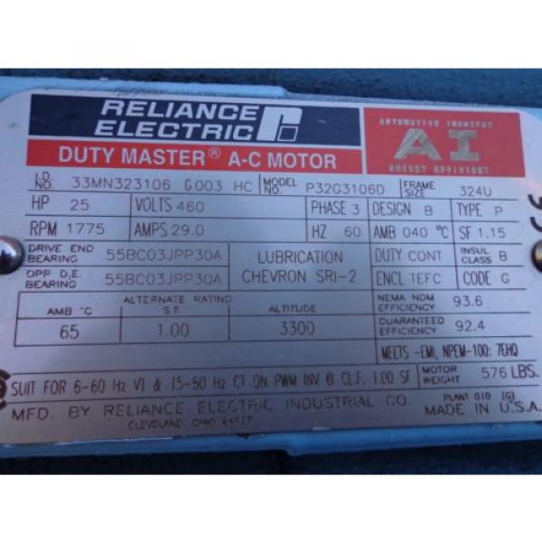 Denison Hydraulics T6C 014 1R00 B1 Hydraulic Pump 25HP Reliance Electric Motor #4 image
