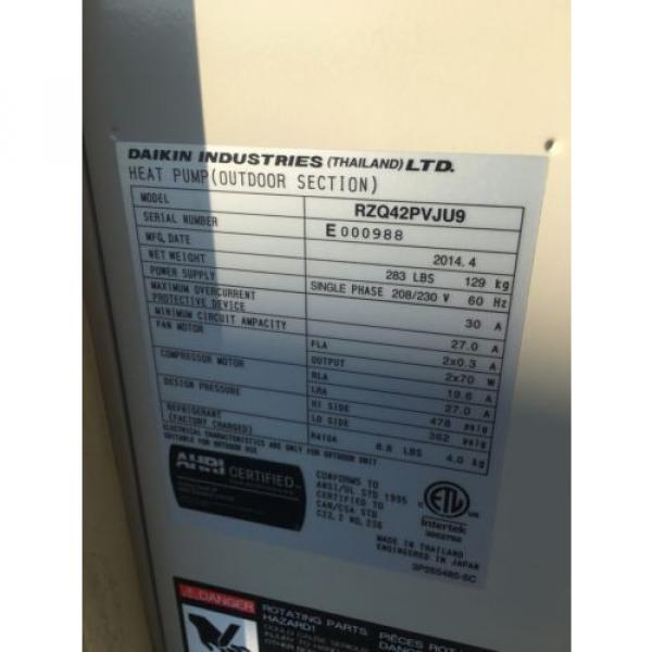 Daikin  RZQ42PV9U9 heat pump 42,000 btu out door unit only #4 image