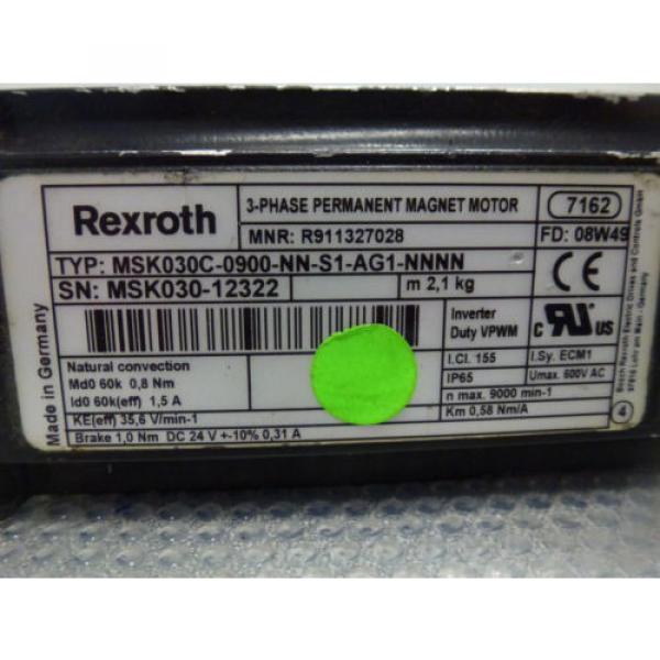 Rexroth MSK030C-0900-NN-S1-AG1-NNNN, 3 Phase Permanent Magnet Motor with brake #3 image