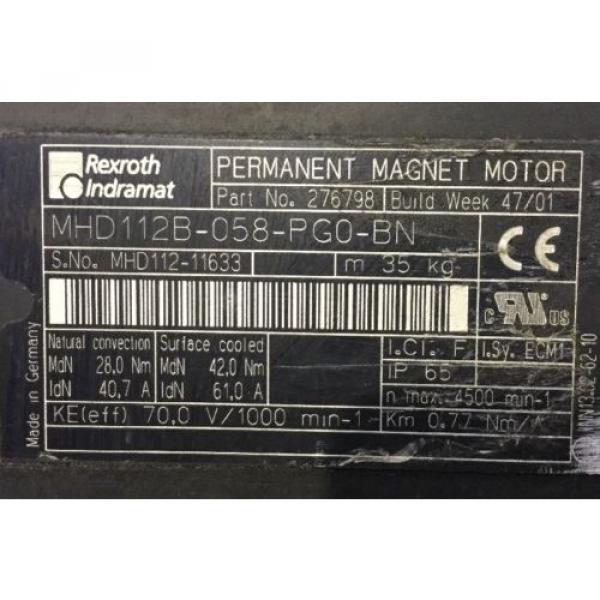 REXROTH INDRAMAT PERMANENT-MAGNET-MOTOR lt;gt; MHD112B-058-PG0-BN #4 image