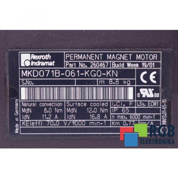 MKD071B-061-KG0-KN PERMANENT MAGNET MOTOR REXROTH ID3879 #7 image
