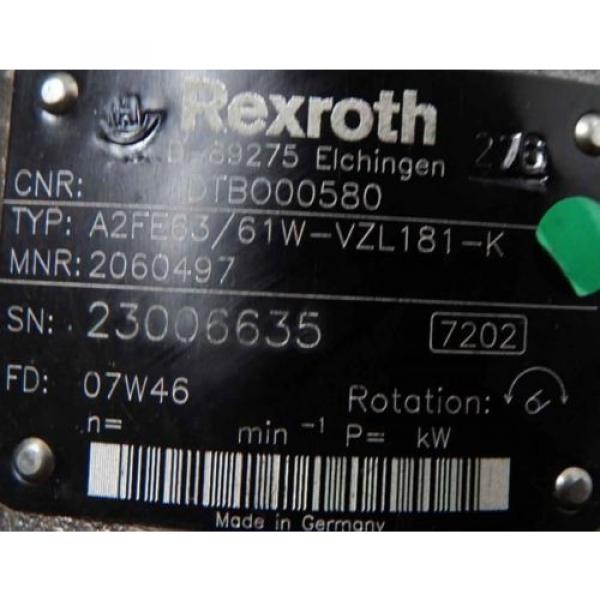 Rexroth Hydraulikmotor A2FE 63/61W-VZL 181K  -unused- #3 image