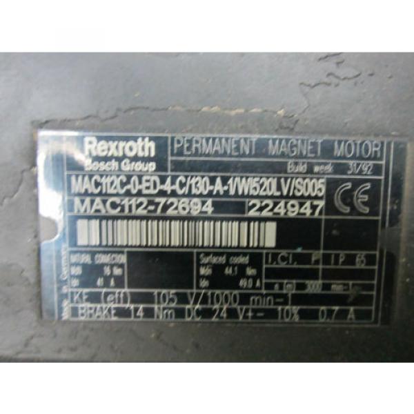 Rexroth MAC112 MAC112C-0-ED-4-C/130-A-1/WI520LV/S005 Permanent Magnet Motor #4 image