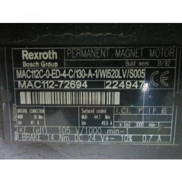 Rexroth MAC112 MAC112C-0-ED-4-C/130-A-1/WI520LV/S005 Permanent Magnet Motor #5 image