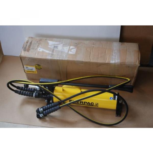 ENERPAC P-84 HYDRAULIC HAND PUMP DOUBLE ACTING 4-WAY VALVE &amp; 2 HOSES MINT! #1 image