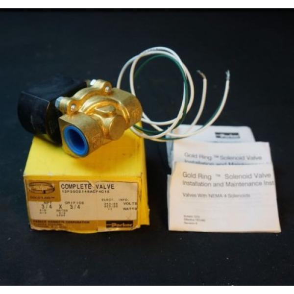 Parker solenoid valve 12f2002148acf4c15  11 watts 3/4&#034; X 3/4&#034; in out #1 image