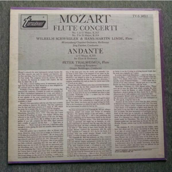 Mozart Flute Concerti 1 2 Turnabout Vox TV-S 34511 Schwegler Linde Faerber #2 image