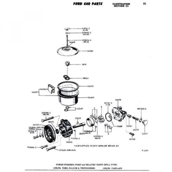1957-65 Ford T-bird Falcon Fairlane Galaxie Eaton Power Steering Pump Repair Kit #1 image