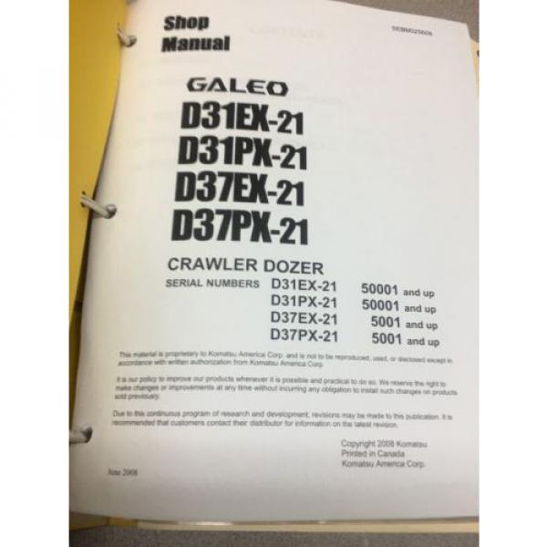 KOMATSU D31EX-21 D31PX-21 D37EX-21 D37PX-21 Crawler Dozer Shop Manual / Service #3 image