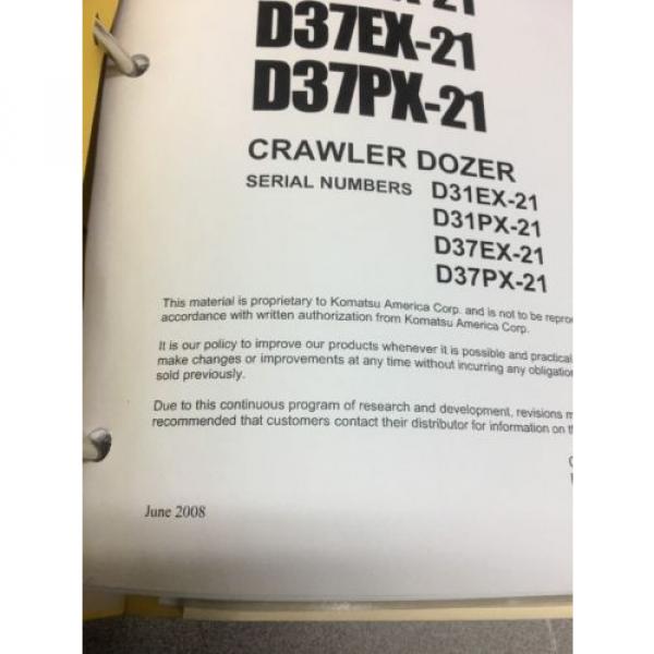 KOMATSU D31EX-21 D31PX-21 D37EX-21 D37PX-21 Crawler Dozer Shop Manual / Service #4 image