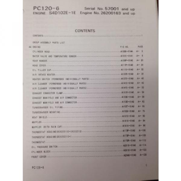 KOMATSU PC120-6 Hydraulic Excavator Parts Manual Book #2 image