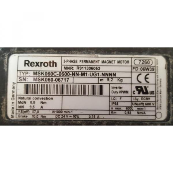 Rexroth Italy Japan MSK060C-0600-NN-M1-UG1-NNNN Servomotor 6000 min-1 (R911306053) #2 image